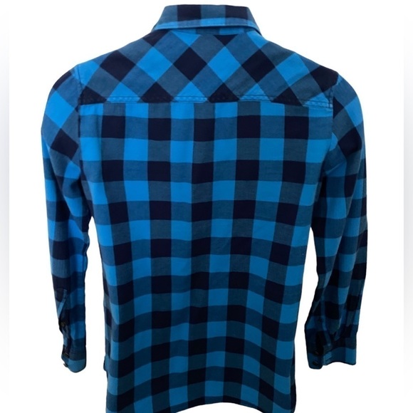 J CREW Blue Plaid Long Sleeve Shirt Women Top S/P Small Petite - Picture 3 of 4